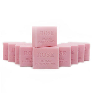 10x 100g Plant Oil Soap Rose Scent - Pure Natural Vegetable Base-0