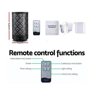100ml Aroma Diffuser with Metal Cover and Remote Control - Black-1