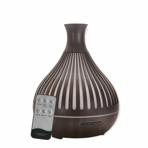 Essential Oil Aroma Diffuser - 400ml Remote Dark Wood Ultrasonic Mist Humidifier-0