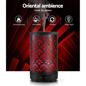 100ml Aroma Diffuser with Metal Cover and Remote Control - Black-3