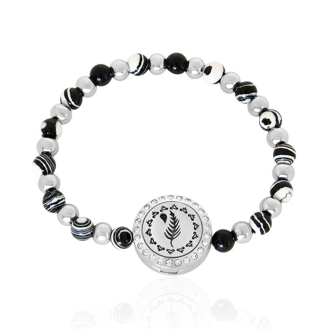 Fern and Zebra Stone Diffuser Bracelet FBR041SR - Aurascent