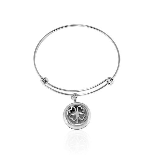 Lucky Clover Essential Oil Diffuser Bangle FBR043SR - Aurascent