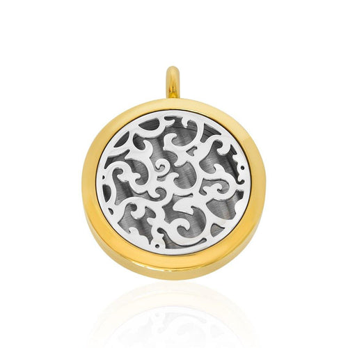 Swirls Aromatherapy Locket Pendant FEP012GD - Aurascent