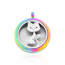 Load image into Gallery viewer, Cat Essential Oil Diffuser Locket Pendant FEP018CD - Aurascent
