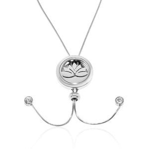 Lotus Essential Oil Diffuser Pendant with adjustable snake chain FEP029SR - Aurascent