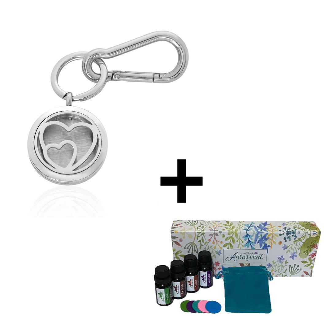 Heart Key Chain & four essential oils gift set - Special Deal