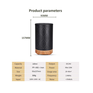 Essential Oil Aroma Diffuser - 100ml Metal Art Aromatherapy Air Mist Humidifier